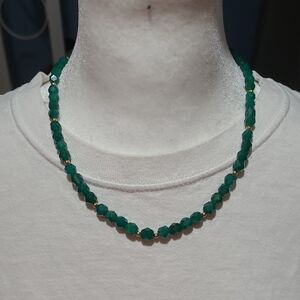Sparkling Vintage Faceted Green Agate Necklace